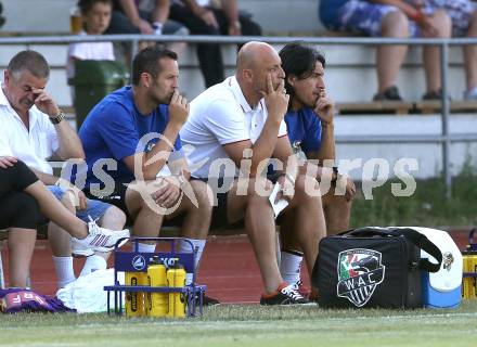 Fussball Bundesliga. Testspiel RZ Pellest WAC gegen NK Celje. Hannes Jochum, Trainer Slobodan Grubor, Co-Trainer Carlos Chaile (WAC). Voelkermarkt, am 21.6.2013.
Foto: Kuess
---
pressefotos, pressefotografie, kuess, qs, qspictures, sport, bild, bilder, bilddatenbank