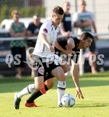 Fussball Bundesliga. Testspiel. Magdalen gegen RZ Pellets WAC. Dominik Vukoja,  (Magdalen), Kevin Vaschauner (WAC).. Magdalen, 22.6.2013.
Foto: Kuess 
---
pressefotos, pressefotografie, kuess, qs, qspictures, sport, bild, bilder, bilddatenbank