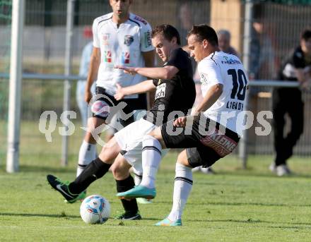 Fussball Bundesliga. Testspiel. Magdalen gegen RZ Pellets WAC.  Thomas Schludermann,  (Magdalen), Michael Liendl (WAC). Magdalen, 22.6.2013.
Foto: Kuess 
---
pressefotos, pressefotografie, kuess, qs, qspictures, sport, bild, bilder, bilddatenbank