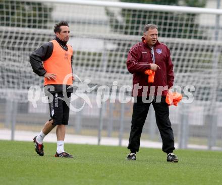 Fussball Regionalliga. Training SK Austria Klagenfurt. Matthias Dollinger, Trainer Joze Prelogar. Klagenfurt, am 24.6.2013.
Foto: Kuess
---
pressefotos, pressefotografie, kuess, qs, qspictures, sport, bild, bilder, bilddatenbank