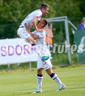 Fussball Testspiel. FK Austria Wien gegen Arminia Bielefeld. Torjubel Lukas Rotpuller, Emir Dilaver (Wien). Velden, am 2.7.2013.
Foto: Kuess
---
pressefotos, pressefotografie, kuess, qs, qspictures, sport, bild, bilder, bilddatenbank