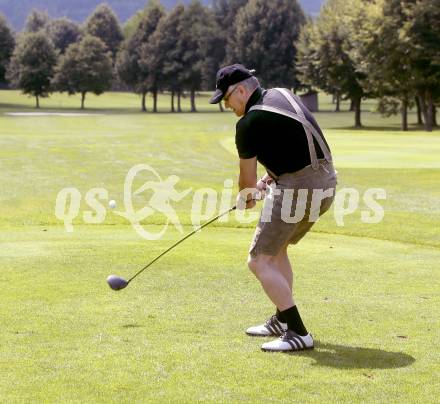 Golf. Fussball. Lederhosen Golfturnier. Egon Putzi (VSV)  Klopeinersee, 8.7.2013.
Foto: Kuess
---
pressefotos, pressefotografie, kuess, qs, qspictures, sport, bild, bilder, bilddatenbank