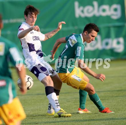 Fussball OEFB Cup. SAK gegen Voecklamarkt. Martin Lenosek,  (SAK),  Edin Ibrahimovic (Voecklamarkt). Welzenegg, am 12.7.2013.
Foto: Kuess
---
pressefotos, pressefotografie, kuess, qs, qspictures, sport, bild, bilder, bilddatenbank