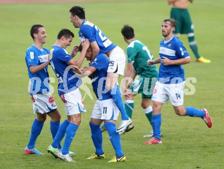 Fussball OEFB Cup. VSV gegen Wattens. Torjubel VSV. Villlach, 13.7.2013.
Foto: Kuess 
---
pressefotos, pressefotografie, kuess, qs, qspictures, sport, bild, bilder, bilddatenbank