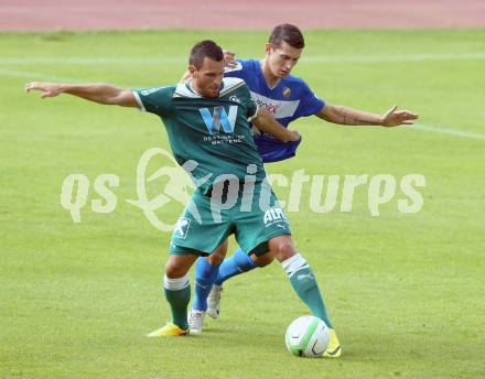 Fussball OEFB Cup. VSV gegen Wattens. Michel Micossi,  (VSV), Markus Obernosterer (Wattens). Villlach, 13.7.2013.
Foto: Kuess 
---
pressefotos, pressefotografie, kuess, qs, qspictures, sport, bild, bilder, bilddatenbank