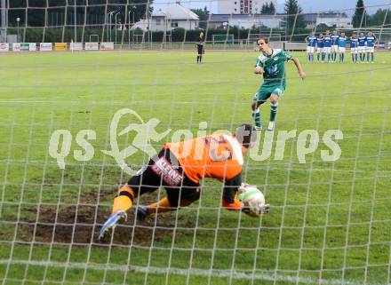 Fussball OEFB Cup. VSV gegen Wattens. Christoph Wilhelm Wirnberger haelt einen Elfmeter (VSV). Villlach, 13.7.2013.
Foto: Kuess 
---
pressefotos, pressefotografie, kuess, qs, qspictures, sport, bild, bilder, bilddatenbank