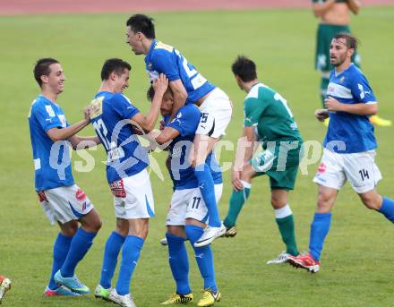 Fussball OEFB Cup. VSV gegen Wattens. Torjubel VSV. Villlach, 13.7.2013.
Foto: Kuess 
---
pressefotos, pressefotografie, kuess, qs, qspictures, sport, bild, bilder, bilddatenbank