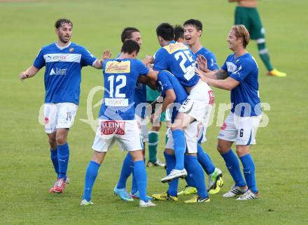 Fussball OEFB Cup. VSV gegen Wattens. Torjubel VSV. Villlach, 13.7.2013.
Foto: Kuess 
---
pressefotos, pressefotografie, kuess, qs, qspictures, sport, bild, bilder, bilddatenbank