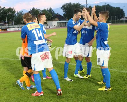 Fussball OEFB Cup. VSV gegen Wattens. Jubel VSV. Villlach, 13.7.2013.
Foto: Kuess 
---
pressefotos, pressefotografie, kuess, qs, qspictures, sport, bild, bilder, bilddatenbank