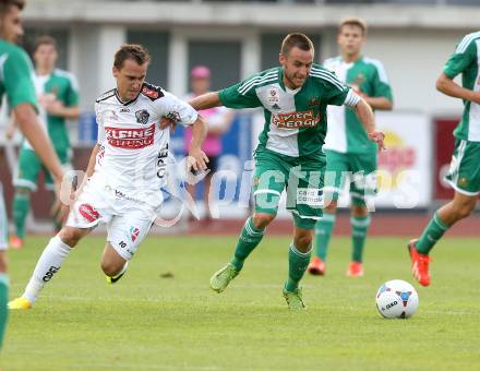 Fussball Bundesliga. RZ Pellets WAC gegen SK Rapid Wien. Michael Liendl,  (WAC), Steen Hofmann (Rapid). Wolfsberg, 20.7.2013.
Foto: Kuess

---
pressefotos, pressefotografie, kuess, qs, qspictures, sport, bild, bilder, bilddatenbank