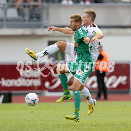 Fussball Bundesliga. RZ Pellets WAC gegen SK Rapid Wien. Michael Sollbauer,  (WAC),Guido Burgstaller  (Rapid). Wolfsberg, 20.7.2013.
Foto: Kuess

---
pressefotos, pressefotografie, kuess, qs, qspictures, sport, bild, bilder, bilddatenbank