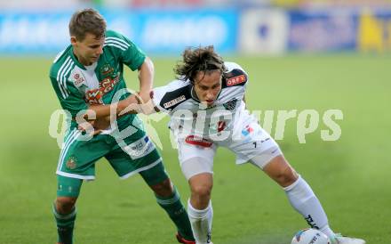 Fussball Bundesliga. RZ Pellets WAC gegen SK Rapid Wien.  Dario Baldauf,  (WAC), Louis Schaub (Rapid). Wolfsberg, 20.7.2013.
Foto: Kuess

---
pressefotos, pressefotografie, kuess, qs, qspictures, sport, bild, bilder, bilddatenbank