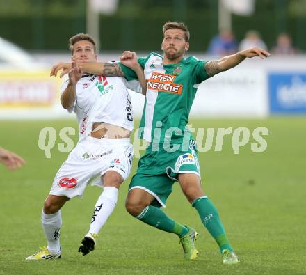 Fussball Bundesliga. RZ Pellets WAC gegen SK Rapid Wien. Daniel Dunst, (WAC), Guido Burgstaller  (Rapid). Wolfsberg, 20.7.2013.
Foto: Kuess

---
pressefotos, pressefotografie, kuess, qs, qspictures, sport, bild, bilder, bilddatenbank