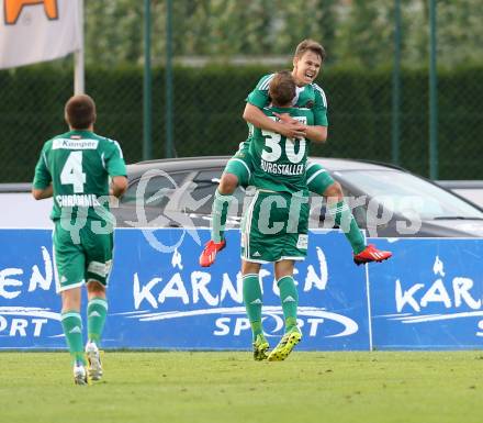 Fussball Bundesliga. RZ Pellets WAC gegen SK Rapid Wien.  Torjubel Louis Schaub, Guido Burgstaller  (Rapid). Wolfsberg, 20.7.2013.
Foto: Kuess

---
pressefotos, pressefotografie, kuess, qs, qspictures, sport, bild, bilder, bilddatenbank