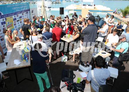 Beachvolleyball. Beach Volleyball Grand Slam 2013. Pressekonferenz.  Klagenfurt, 30.7.2013.
Foto: Kuess
---
pressefotos, pressefotografie, kuess, qs, qspictures, sport, bild, bilder, bilddatenbank