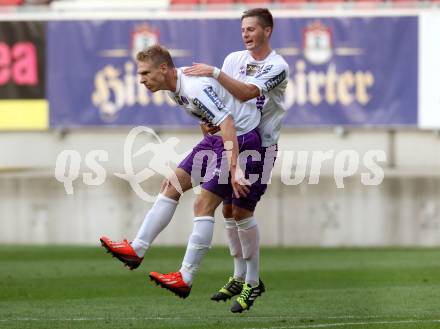 Fussball. Regionalliga. SAK gegen SK Austria Klagenfurt gegen St. Florian. Torjubel David Poljanec, Kevin Winkler (Austria Klagenfurt). Klagenfurt, 9.6.2013.
Foto: Kuess
---
pressefotos, pressefotografie, kuess, qs, qspictures, sport, bild, bilder, bilddatenbank