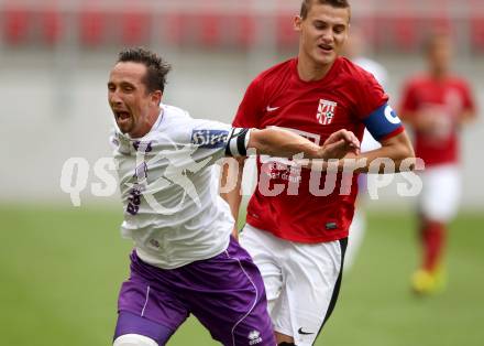 Fussball. Regionalliga. SAK gegen SK Austria Klagenfurt gegen St. Florian. Matthias Dollinger (Austria Klagenfurt), Dominic Winkler (St. Florian). Klagenfurt, 9.6.2013.
Foto: Kuess
---
pressefotos, pressefotografie, kuess, qs, qspictures, sport, bild, bilder, bilddatenbank