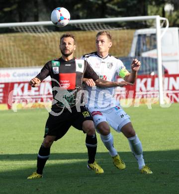 Fussball Bundesliga. RZ Pellets WAC gegen FC Wacker Innsbruck. Michael Sollbauer, (WAC), Roman Wallner  (Innsbruck). Wolfsberg, 10.8.2013.
Foto: Kuess

---
pressefotos, pressefotografie, kuess, qs, qspictures, sport, bild, bilder, bilddatenbank