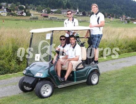 EBEL. Eishockey Bundesliga. Teambuilding VSV. Golf. Derek Ryan, Daniel Nageler, Curtis Fraser, Cole Jarrett. Waidegg, am 10.8.2013.
Foto: Kuess
---
pressefotos, pressefotografie, kuess, qs, qspictures, sport, bild, bilder, bilddatenbank