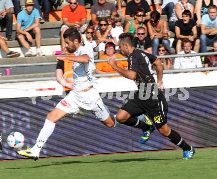 Fussball Bundesliga. RZ Pellets WAC gegen FC Wacker Innsbruck. Daniel Lucas Segovia,  (WAC), Christian Schilling (Innsbruck). Wolfsberg, 10.8.2013.
Foto: Kuess

---
pressefotos, pressefotografie, kuess, qs, qspictures, sport, bild, bilder, bilddatenbank