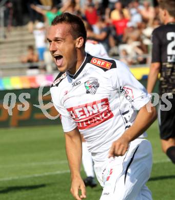 Fussball Bundesliga. RZ Pellets WAC gegen FC Wacker Innsbruck. Torjubel Michael Liendl  (WAC). Wolfsberg, 10.8.2013.
Foto: Kuess

---
pressefotos, pressefotografie, kuess, qs, qspictures, sport, bild, bilder, bilddatenbank