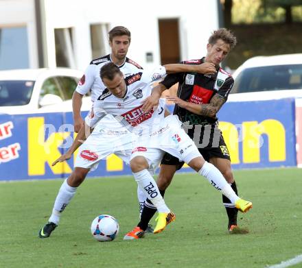 Fussball Bundesliga. RZ Pellets WAC gegen FC Wacker Innsbruck. Michael Liendl, (WAC), Roman Wallner  (Innsbruck). Wolfsberg, 10.8.2013.
Foto: Kuess

---
pressefotos, pressefotografie, kuess, qs, qspictures, sport, bild, bilder, bilddatenbank