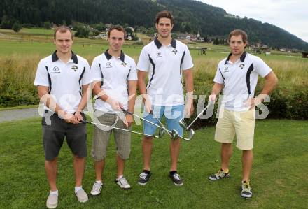 EBEL. Eishockey Bundesliga. Teambuilding VSV. Golf. Jean-Philippe Lamoureux, Marco Pewal, Mario Altmann, Brock McBride. Waidegg, am 10.8.2013.
Foto: Kuess
---
pressefotos, pressefotografie, kuess, qs, qspictures, sport, bild, bilder, bilddatenbank