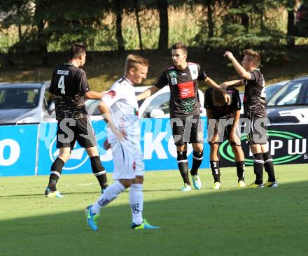 Fussball Bundesliga. RZ Pellets WAC gegen FC Wacker Innsbruck. Torjubel (Innsbruck). Wolfsberg, 10.8.2013.
Foto: Kuess

---
pressefotos, pressefotografie, kuess, qs, qspictures, sport, bild, bilder, bilddatenbank