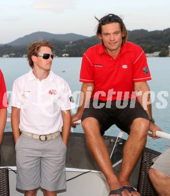 Eishockey. Bundesliga. KAC. Schifffahrt am Woerthersee. Tyler Scofield, John Lammers. 8.8.2013.
Foto: Kuess
---
pressefotos, pressefotografie, kuess, qs, qspictures, sport, bild, bilder, bilddatenbank