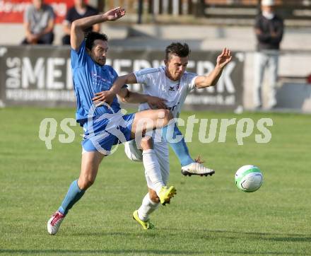 Fussball Kaerntner Liga. SG Annabichler Austria Amateure gegen ATUS Ferlach. Almedin Hota,  (ASV/Austria), Salih Alic (Ferlach). Annabichl, am 14.8.2013.
Foto: Kuess
Foto: Kuess
---
pressefotos, pressefotografie, kuess, qs, qspictures, sport, bild, bilder, bilddatenbank