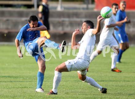 Fussball Kaerntner Liga. SG Annabichler Austria Amateure gegen ATUS Ferlach. Almedin Hota, (ASV/Austria), Darko Djukic  (Ferlach). Annabichl, am 14.8.2013.
Foto: Kuess
Foto: Kuess
---
pressefotos, pressefotografie, kuess, qs, qspictures, sport, bild, bilder, bilddatenbank