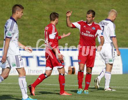 Fussball Testspiel. Hamburger SV gegen RSC Anderlecht. Torjubel Ivo Ilicevic, Rafael van der Vaart (HSV). St. Veit, am 15.7.2013.
Foto: Kuess
---
pressefotos, pressefotografie, kuess, qs, qspictures, sport, bild, bilder, bilddatenbank