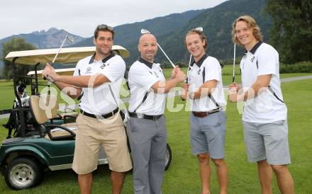 EBEL. Eishockey Bundesliga. Teambuilding VSV. Golf. Cole Jarrett, Gerhard Unterluggauer, John Hughes, Michael Forney. Waidegg, am 10.8.2013.
Foto: Kuess
---
pressefotos, pressefotografie, kuess, qs, qspictures, sport, bild, bilder, bilddatenbank