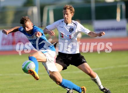 Fussball Regionalliga. VSV gegen WAC Amateure. Dario Drmac, (VSV), Fabian Hafner  (WAC). Villach, 17.8.2013.
Foto: Kuess
---
pressefotos, pressefotografie, kuess, qs, qspictures, sport, bild, bilder, bilddatenbank