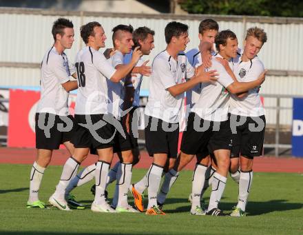 Fussball Regionalliga. VSV gegen WAC Amateure. Torjubel  (WAC). Villach, 17.8.2013.
Foto: Kuess
---
pressefotos, pressefotografie, kuess, qs, qspictures, sport, bild, bilder, bilddatenbank