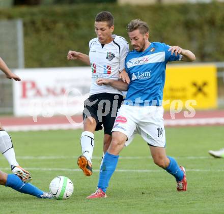 Fussball Regionalliga. VSV gegen WAC Amateure. Christopg Cemernjak, (VSV), Bastian Rupp  (WAC). Villach, 17.8.2013.
Foto: Kuess
---
pressefotos, pressefotografie, kuess, qs, qspictures, sport, bild, bilder, bilddatenbank