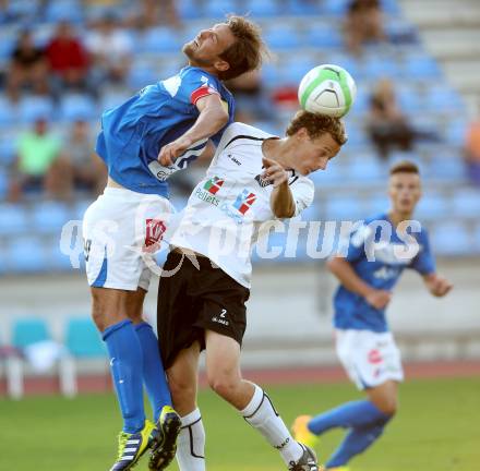 Fussball Regionalliga. VSV gegen WAC Amateure. Michael Kirisits, (VSV), Fabian Hafner  (WAC). Villach, 17.8.2013.
Foto: Kuess
---
pressefotos, pressefotografie, kuess, qs, qspictures, sport, bild, bilder, bilddatenbank