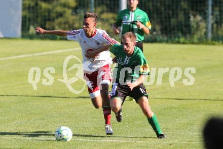 Fussball Unterliga Ost. Ludmannsdorf gegen St. Stefan/Lavanttal. Jure Skafar (Ludmannsdorf), Hubert Walzl (St. Stefan). Ludmannsdorf, am 18.8.2013.
Foto: Kuess
---
pressefotos, pressefotografie, kuess, qs, qspictures, sport, bild, bilder, bilddatenbank