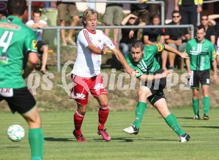 Fussball Unterliga Ost. Ludmannsdorf gegen St. Stefan/Lavanttal. Dejan Smeh (Ludmannsdorf), Stefan Stueckler (St. Stefan). Ludmannsdorf, am 18.8.2013.
Foto: Kuess
---
pressefotos, pressefotografie, kuess, qs, qspictures, sport, bild, bilder, bilddatenbank