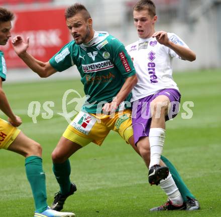 Fussball. Regionalliga. Austria Klagenfurt gegen Voecklamarkt. Patrik Eler (Klagenfurt), Michal Kropik (Voecklamarkt). Klagenfurt, 20.8.2013.
Foto: Kuess
---
pressefotos, pressefotografie, kuess, qs, qspictures, sport, bild, bilder, bilddatenbank