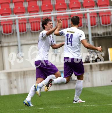 Fussball. Regionalliga. Austria Klagenfurt gegen Voecklamarkt. Torjubel Andreas Tiffner, Oliver Pusztai (Klagenfurt). Klagenfurt, 20.8.2013.
Foto: Kuess
---
pressefotos, pressefotografie, kuess, qs, qspictures, sport, bild, bilder, bilddatenbank