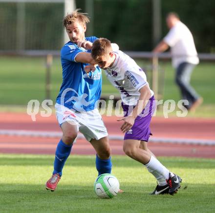 Fussball Regionalliga. VSV gegen SK Austria Klagenfurt. Christoph Cemernjak, (VSV), Patrik Eler  (Austria Klagenfurt). Villach, 24.8.2013.
Foto: Kuess
---
pressefotos, pressefotografie, kuess, qs, qspictures, sport, bild, bilder, bilddatenbank