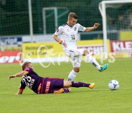 Fussball Bundesliga. RZ Pellets WAC gegen FK Austria Wien. Manuel Kerhe, (WAC), Daniel Royer  (Austria Wien). Wolfsberg, 24.8.2013.
Foto: Kuess

---
pressefotos, pressefotografie, kuess, qs, qspictures, sport, bild, bilder, bilddatenbank