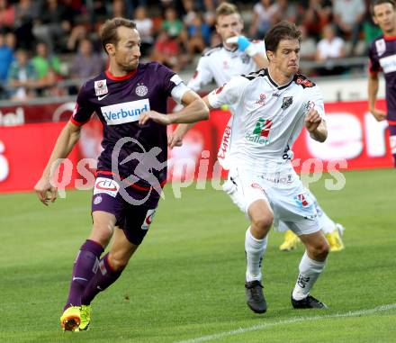 Fussball Bundesliga. RZ Pellets WAC gegen FK Austria Wien. Christian Falk, (WAC), Manuel Ortlechner  (Austria Wien). Wolfsberg, 24.8.2013.
Foto: Kuess

---
pressefotos, pressefotografie, kuess, qs, qspictures, sport, bild, bilder, bilddatenbank