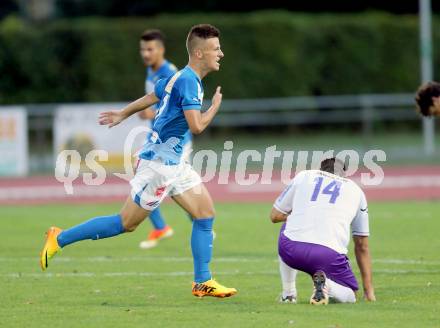 Fussball Regionalliga. VSV gegen SK Austria Klagenfurt. Torjubel Dario Drmac (VSV).. Villach, 24.8.2013.
Foto: Kuess
---
pressefotos, pressefotografie, kuess, qs, qspictures, sport, bild, bilder, bilddatenbank