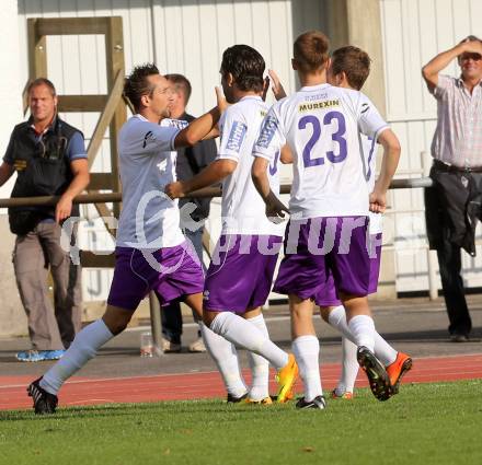 Fussball Regionalliga. VSV gegen SK Austria Klagenfurt. Torjubel Austria. Villach, 24.8.2013.
Foto: Kuess
---
pressefotos, pressefotografie, kuess, qs, qspictures, sport, bild, bilder, bilddatenbank