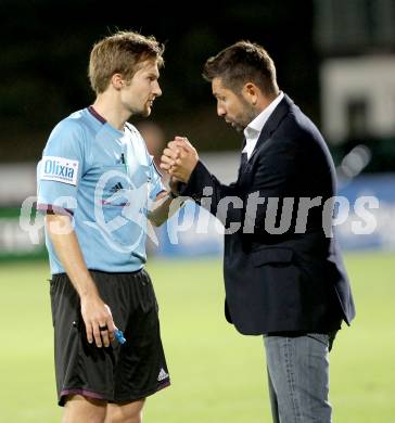 Fussball Bundesliga. RZ Pellets WAC gegen FK Austria Wien. Nenad Bjelica, Dominik Ouschan (Austria Wien). Wolfsberg, 24.8.2013.
Foto: Kuess

---
pressefotos, pressefotografie, kuess, qs, qspictures, sport, bild, bilder, bilddatenbank