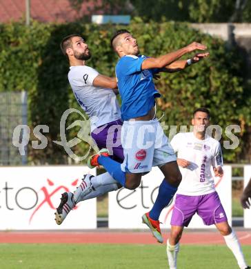 Fussball Regionalliga. VSV gegen SK Austria Klagenfurt. Sandro Ebner, (VSV), Oliver Pusztai  (Austria Klagenfurt). Villach, 24.8.2013.
Foto: Kuess
---
pressefotos, pressefotografie, kuess, qs, qspictures, sport, bild, bilder, bilddatenbank