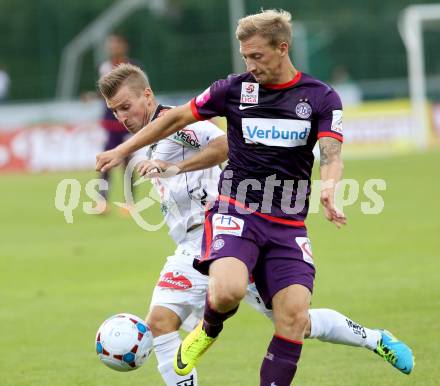 Fussball Bundesliga. RZ Pellets WAC gegen FK Austria Wien.  Manuel Kerhe, (WAC), Daniel Royer  (Austria Wien). Wolfsberg, 24.8.2013.
Foto: Kuess

---
pressefotos, pressefotografie, kuess, qs, qspictures, sport, bild, bilder, bilddatenbank