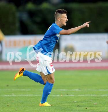 Fussball Regionalliga. VSV gegen SK Austria Klagenfurt. Torjubel Dario Drmac (VSV).. Villach, 24.8.2013.
Foto: Kuess
---
pressefotos, pressefotografie, kuess, qs, qspictures, sport, bild, bilder, bilddatenbank